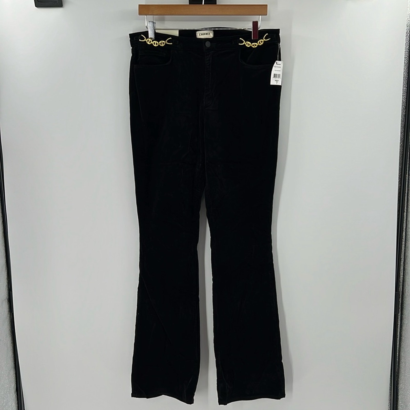 L'agence Stevie High Rise Straight Velvet Jeans - Black - 31 - New With Tags